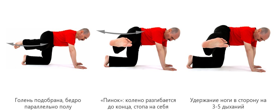 Боковой пинок ногой в кошке и удержание ноги в сторону