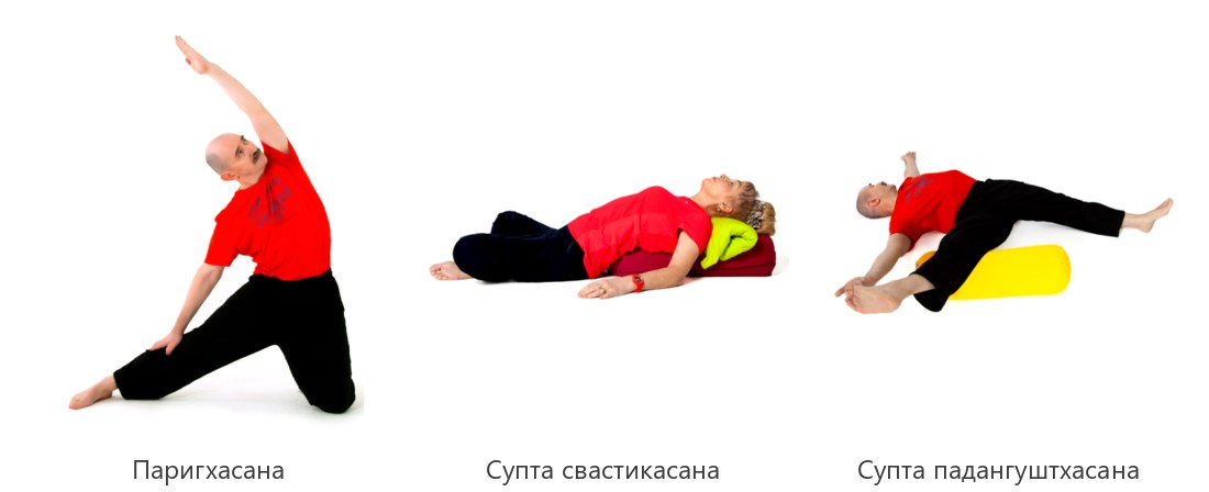 Сет М1 при месячных: паригхасана, супта свастикасана, супта падангуштхасана
